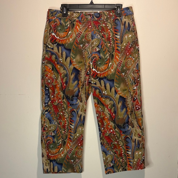 Chico's Pants - Chico’s Paisley Patterned Crop Boho Retro Straight Leg Pants Size 2 Medium 12/14